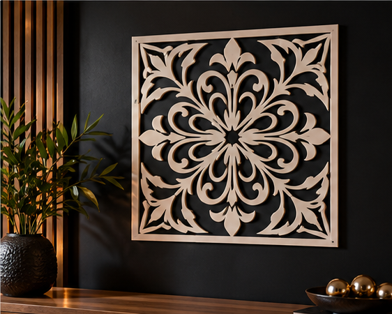 VEE-R Studio decorative stencil shown as a large premium wall application