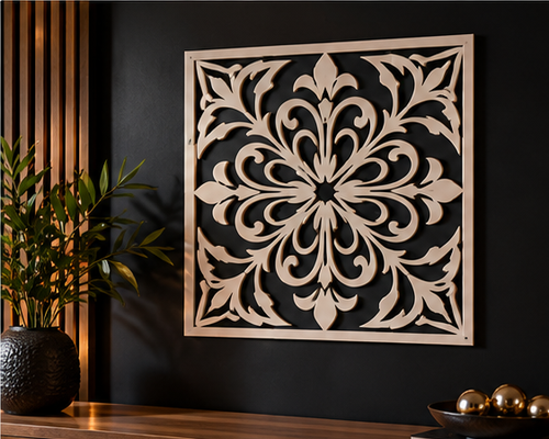 VEE-R Studio decorative stencil shown as a large premium wall application
