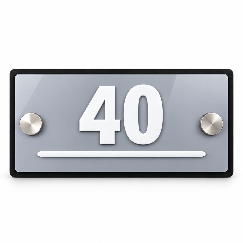 Modern gray and white address sign 40 clean product view